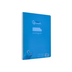 Cuaderno espiral liderpapel din a4 pautaguia tapa plastico 80h 90gr cuadro pautado 3mm con margen color azul