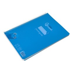Cuaderno espiral liderpapel din a4 pautaguia tapa plastico 80h 90gr cuadro pautado 3mm con margen color azul