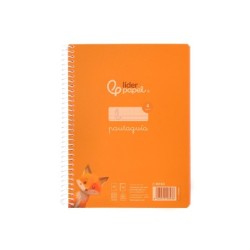 Cuaderno espiral liderpapel din a5 pautaguia tapa plastico 80h 90gr cuadro pautado 4mm color naranja