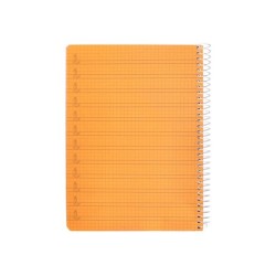 Cuaderno espiral liderpapel din a5 pautaguia tapa plastico 80h 90gr cuadro pautado 4mm color naranja