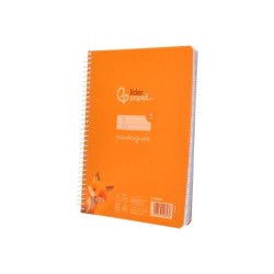 Cuaderno espiral liderpapel din a5 pautaguia tapa plastico 80h 90gr cuadro pautado 4mm color naranja