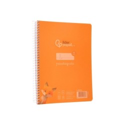 Cuaderno espiral liderpapel din a5 pautaguia tapa plastico 80h 90gr cuadro pautado 4mm color naranja