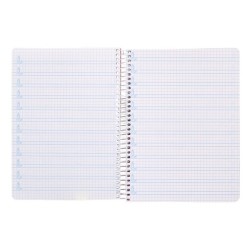 Cuaderno espiral liderpapel din a5 pautaguia tapa plastico 80h 90gr cuadro pautado 4mm color naranja