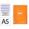 Cuaderno espiral liderpapel din a5 pautaguia tapa plastico 80h 90gr cuadro pautado 3mm color naranja