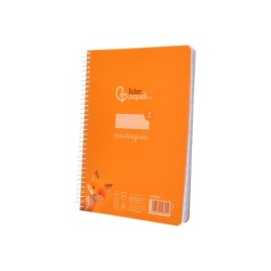 Cuaderno espiral liderpapel din a5 pautaguia tapa plastico 80h 90gr cuadro pautado 3mm color naranja