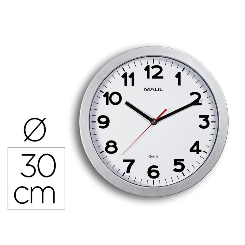 Reloj maul step de pared redondo 30 cm diametro electrico color plata Reloj maul step de pared redondo 30 cm diametro electrico color plata