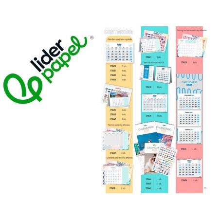 Calendarios liderpapel 2025 pack de 24 unidades diseños surtidos lote