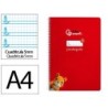Cuaderno espiral liderpapel din a4 pautaguia tapa dura 80h 90 gr cuadro pautado 5mm color rojo