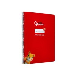 Cuaderno espiral liderpapel din a4 pautaguia tapa dura 80h 90 gr cuadro pautado 5mm color rojo