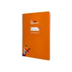 Cuaderno espiral liderpapel din a4 pautaguia tapa dura 80h 90 gr cuadro pautado 5mm color naranja