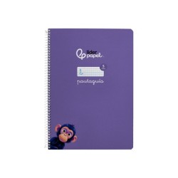 Cuaderno espiral liderpapel din a4 pautaguia tapa dura 80h 90 gr cuadro pautado 5mm color lila
