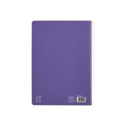 Cuaderno espiral liderpapel din a4 pautaguia tapa dura 80h 90 gr cuadro pautado 5mm color lila