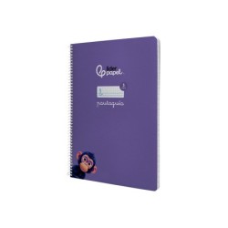 Cuaderno espiral liderpapel din a4 pautaguia tapa dura 80h 90 gr cuadro pautado 5mm color lila