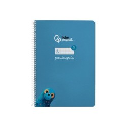 Cuaderno espiral liderpapel din a4 pautaguia tapa dura 80h 90 gr cuadro pautado 5mm color azul