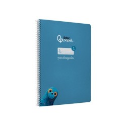 Cuaderno espiral liderpapel din a4 pautaguia tapa dura 80h 90 gr cuadro pautado 5mm color azul