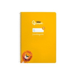 Cuaderno espiral liderpapel din a4 pautaguia tapa dura 80h 90 gr cuadro pautado 5mm color amarillo