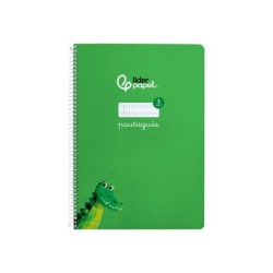 Cuaderno espiral liderpapel din a4 pautaguia tapa dura 80h 90 gr cuadro pautado 3mm color verde