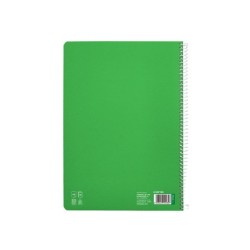 Cuaderno espiral liderpapel din a4 pautaguia tapa dura 80h 90 gr cuadro pautado 3mm color verde