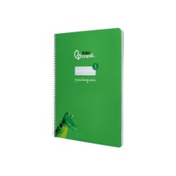 Cuaderno espiral liderpapel din a4 pautaguia tapa dura 80h 90 gr cuadro pautado 3mm color verde