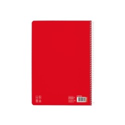 Cuaderno espiral liderpapel din a4 pautaguia tapa dura 80h 90 gr cuadro pautado 3mm color rojo