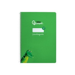 Cuaderno espiral liderpapel din a4 pautaguia tapa dura 80h 90 gr cuadro pautado 2,5mm color verde