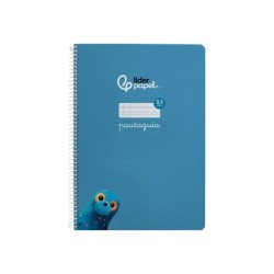 Cuaderno espiral liderpapel din a4 pautaguia tapa dura 80h 90 gr cuadro pautado 2,5mm color azul