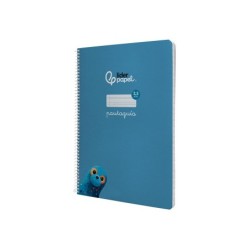 Cuaderno espiral liderpapel din a4 pautaguia tapa dura 80h 90 gr cuadro pautado 2,5mm color azul