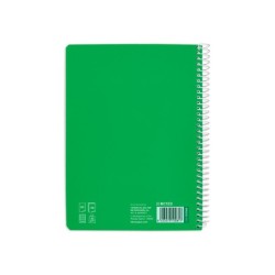 Cuaderno espiral liderpapel din a5 pautaguia tapa blanda 40 h 75 gr cuadro pautado 5mm color verde
