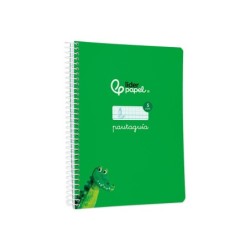 Cuaderno espiral liderpapel din a5 pautaguia tapa blanda 40 h 75 gr cuadro pautado 5mm color verde