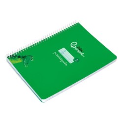 Cuaderno espiral liderpapel din a5 pautaguia tapa blanda 40 h 75 gr cuadro pautado 5mm color verde