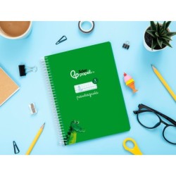 Cuaderno espiral liderpapel din a5 pautaguia tapa blanda 40 h 75 gr cuadro pautado 5mm color verde