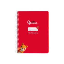 Cuaderno espiral liderpapel din a5 pautaguia tapa blanda 40h 75 gr cuadro pautado 5mm color rojo