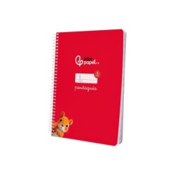 Cuaderno espiral liderpapel din a5 pautaguia tapa blanda 40h 75 gr cuadro pautado 5mm color rojo