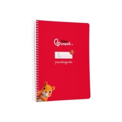 Cuaderno espiral liderpapel din a5 pautaguia tapa blanda 40h 75 gr cuadro pautado 5mm color rojo