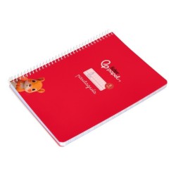 Cuaderno espiral liderpapel din a5 pautaguia tapa blanda 40h 75 gr cuadro pautado 5mm color rojo