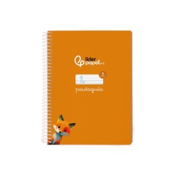 Cuaderno espiral liderpapel din a5 pautaguia tapa blanda 40 h 75 gr cuadro pautado 5mm color naranja