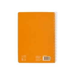 Cuaderno espiral liderpapel din a5 pautaguia tapa blanda 40 h 75 gr cuadro pautado 5mm color naranja