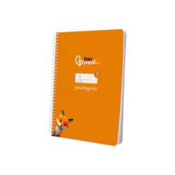 Cuaderno espiral liderpapel din a5 pautaguia tapa blanda 40 h 75 gr cuadro pautado 5mm color naranja