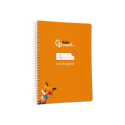 Cuaderno espiral liderpapel din a5 pautaguia tapa blanda 40 h 75 gr cuadro pautado 5mm color naranja