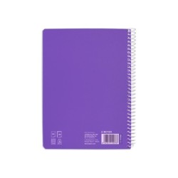 Cuaderno espiral liderpapel din a5 pautaguia tapa blanda 40h 75gr cuadro pautado 5mm color lila