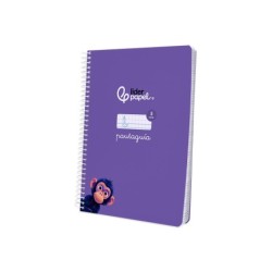 Cuaderno espiral liderpapel din a5 pautaguia tapa blanda 40h 75gr cuadro pautado 5mm color lila