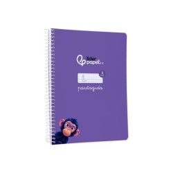 Cuaderno espiral liderpapel din a5 pautaguia tapa blanda 40h 75gr cuadro pautado 5mm color lila