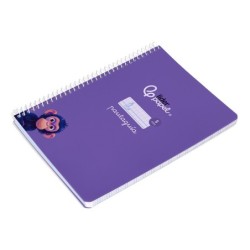 Cuaderno espiral liderpapel din a5 pautaguia tapa blanda 40h 75gr cuadro pautado 5mm color lila