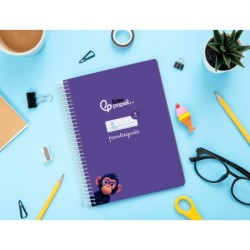 Cuaderno espiral liderpapel din a5 pautaguia tapa blanda 40h 75gr cuadro pautado 5mm color lila