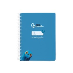 Cuaderno espiral liderpapel din a5 pautaguia tapa blanda 40h 75 gr cuadro pautado 5mm color azul