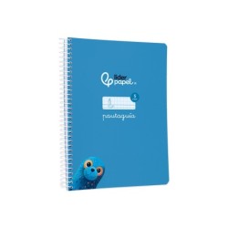 Cuaderno espiral liderpapel din a5 pautaguia tapa blanda 40h 75 gr cuadro pautado 5mm color azul