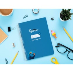 Cuaderno espiral liderpapel din a5 pautaguia tapa blanda 40h 75 gr cuadro pautado 5mm color azul