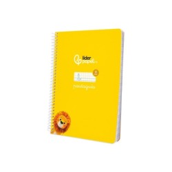 Cuaderno espiral liderpapel din a5 pautaguia tapa blanda 40h 75 gr cuadro pautado 5mm color amarillo