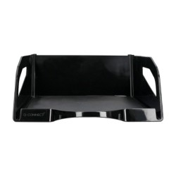 Bandeja sobremesa plastico q-connect gran capacidad con asa negro opaco 386x270x115mm