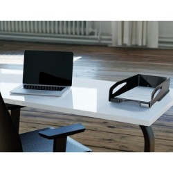 Bandeja sobremesa plastico q-connect gran capacidad con asa negro opaco 386x270x115mm